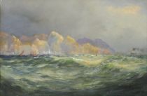 tableau Les falaises Callingham J marine  huile toile 19e siècle