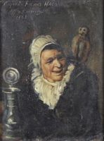 tableau Copie de Frans Halst Bosmans A animaux,personnage  huile marouflé 1ère moitié 20e siècle