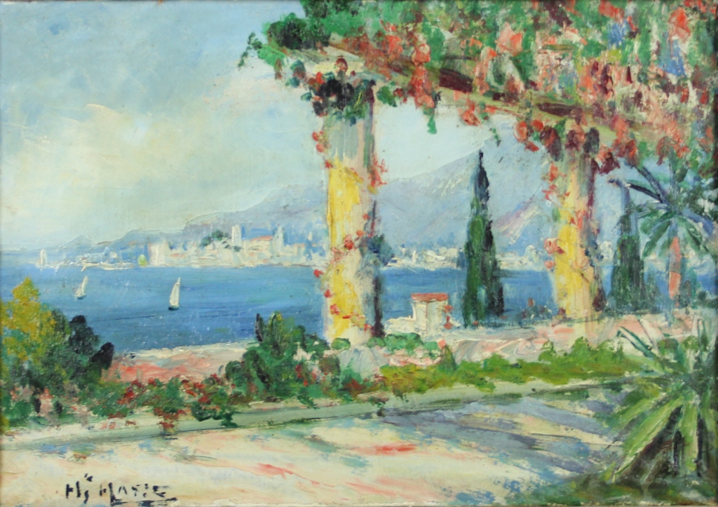 tableau Vue de Canne de la pergola    marine,paysage,ville  huile toile 1ère moitié 20e siècle