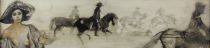 tableau la femme aux chevaux    mode  huile panneau 2ième moitié 20e siècle