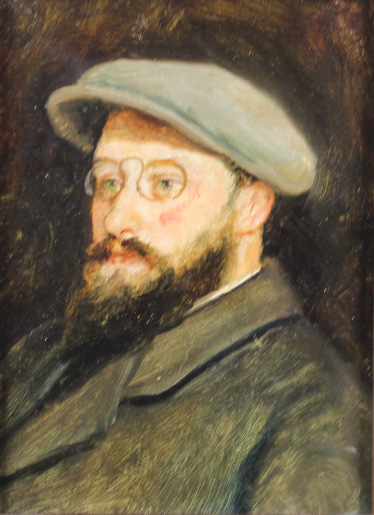tableau L'homme aux lunettes   portrait  huile carton 1ère moitié 20e siècle