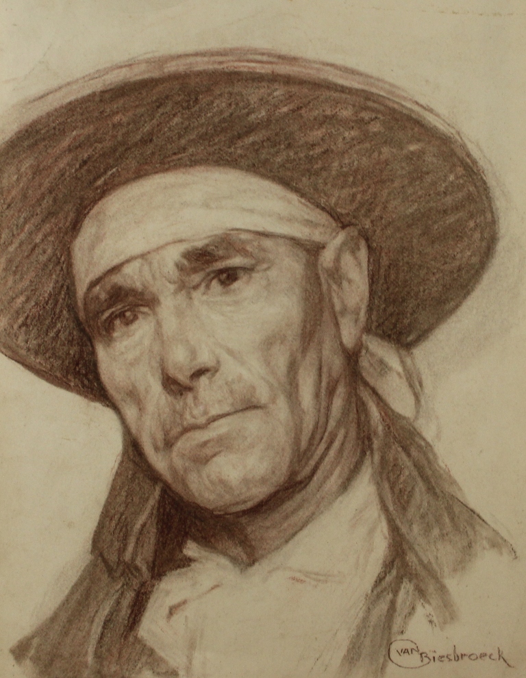 tableau L'homme au chapeau Van Biesbroeck Jules Pierre   crayon papier 1re moiti 20e sicle
