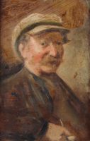tableau L'homme à la casquette    personnage,portrait  huile carton 1ère moitié 20e siècle
