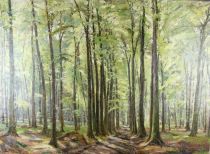 tableau Jeu de lumière Minne Jean-Louis paysage,sous-bois  huile toile 1ère moitié 20e siècle