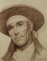 tableau L'homme au chapeau Van Biesbroeck Jules Pierre   crayon papier 1ère moitié 20e siècle