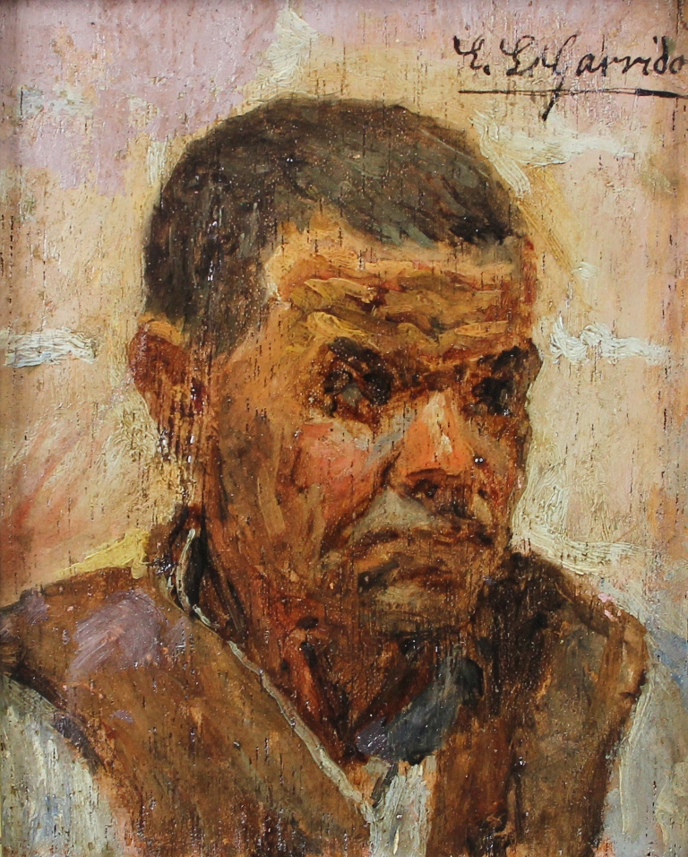 tableau Portrait  Garrido Eduardo Lon portrait  huile panneau 19e sicle