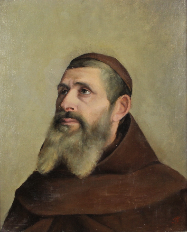 tableau L'homme de foi   portrait,religieux  huile toile 1ère moitié 20e siècle