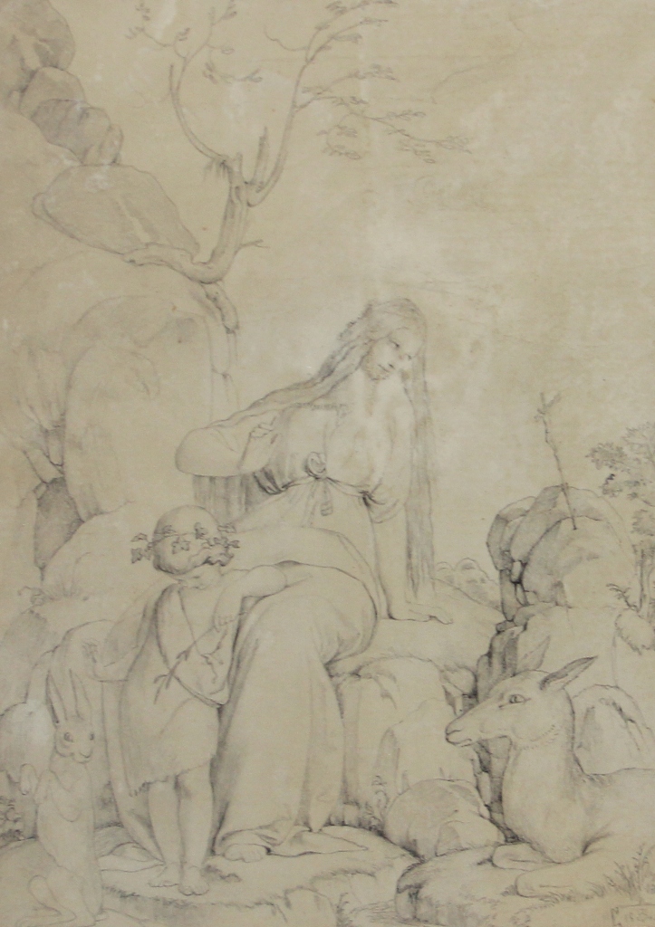 tableau L'histoire  Veit Philipp animaux,personnage,religieux  crayon papier 19e sicle