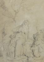 tableau L'histoire  Veit Philipp animaux,personnage,religieux  crayon papier 19e siècle