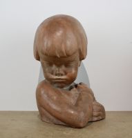 sculpture La boudeuse Canneel Jean portrait  terre cuite  1ère moitié 20e siècle