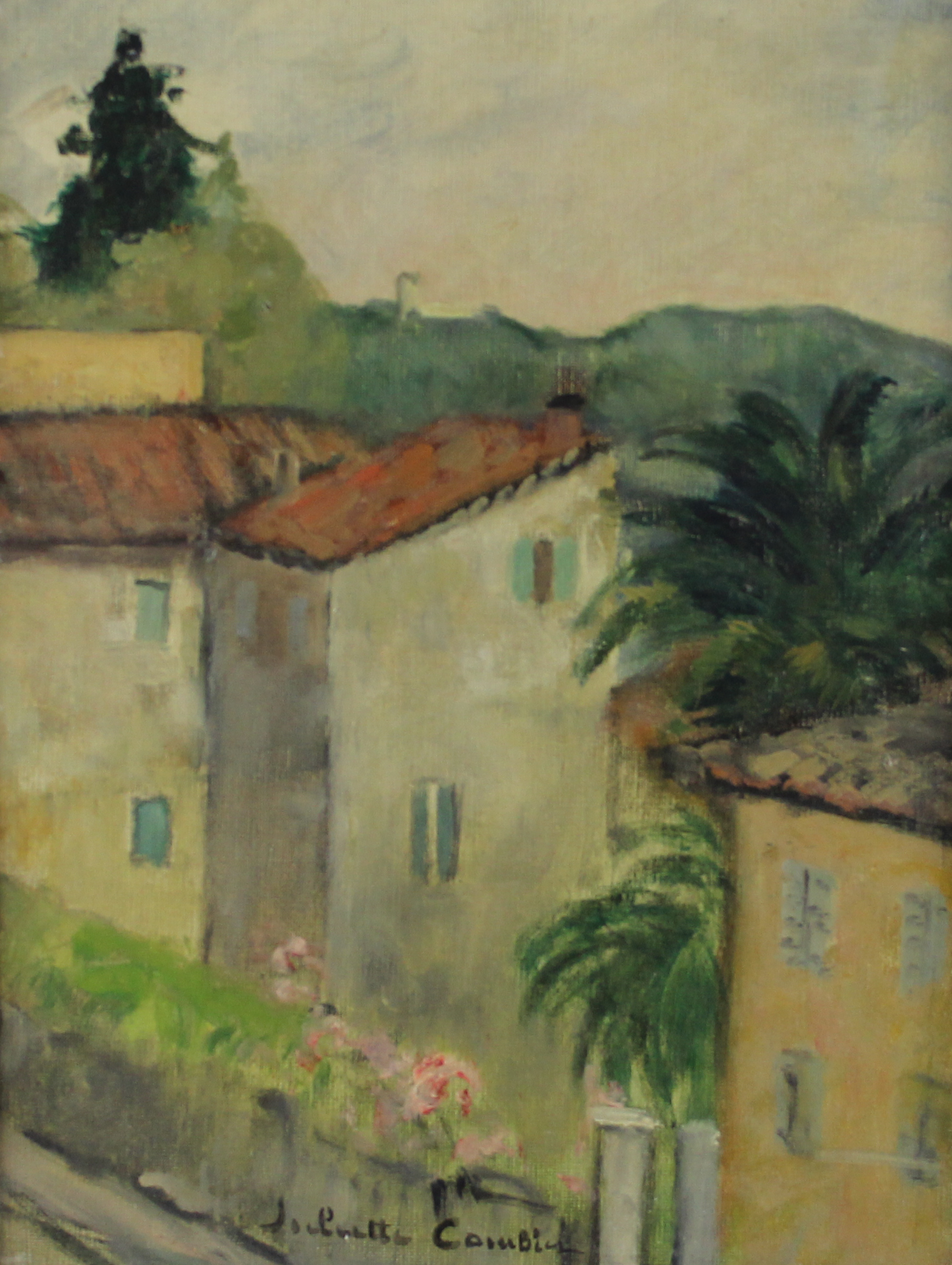tableau Paysage de provence Cambier (Ziane) Juliette paysage,village  huile toile 1re moiti 20e sicle