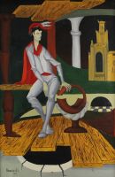 tableau Le noble Raucq Christian mode,personnage,moderne  huile toile 2ième moitié 20e siècle