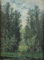 tableau Le troupeau Schneider G animaux,paysage  huile panneau 19e siècle
