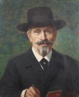 tableau Joseph Knaff Strock Joseph-Germain portrait  huile toile 1ère moitié 20e siècle