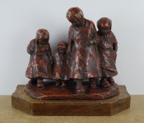 sculpture La famille Van de Velde Robert personnage  terre cuite  1ère moitié 20e siècle