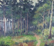 tableau Le petit chemin Volckaert Piet paysage  huile toile 1ère moitié 20e siècle