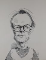tableau L'homme aux lunettes JAMIN  (Alidor ou Jam) Paul caricature,portrait  encre papier 2ime moiti 20e sicle