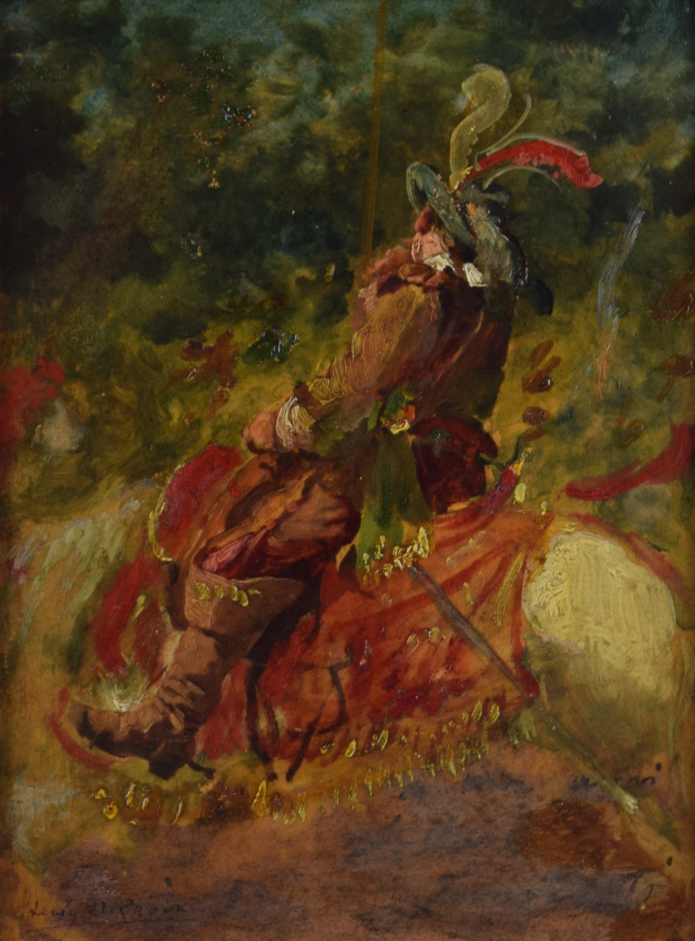 tableau Le cavalier De Groux Henry animaux,militaire,personnage  huile panneau 1ère moitié 20e siècle