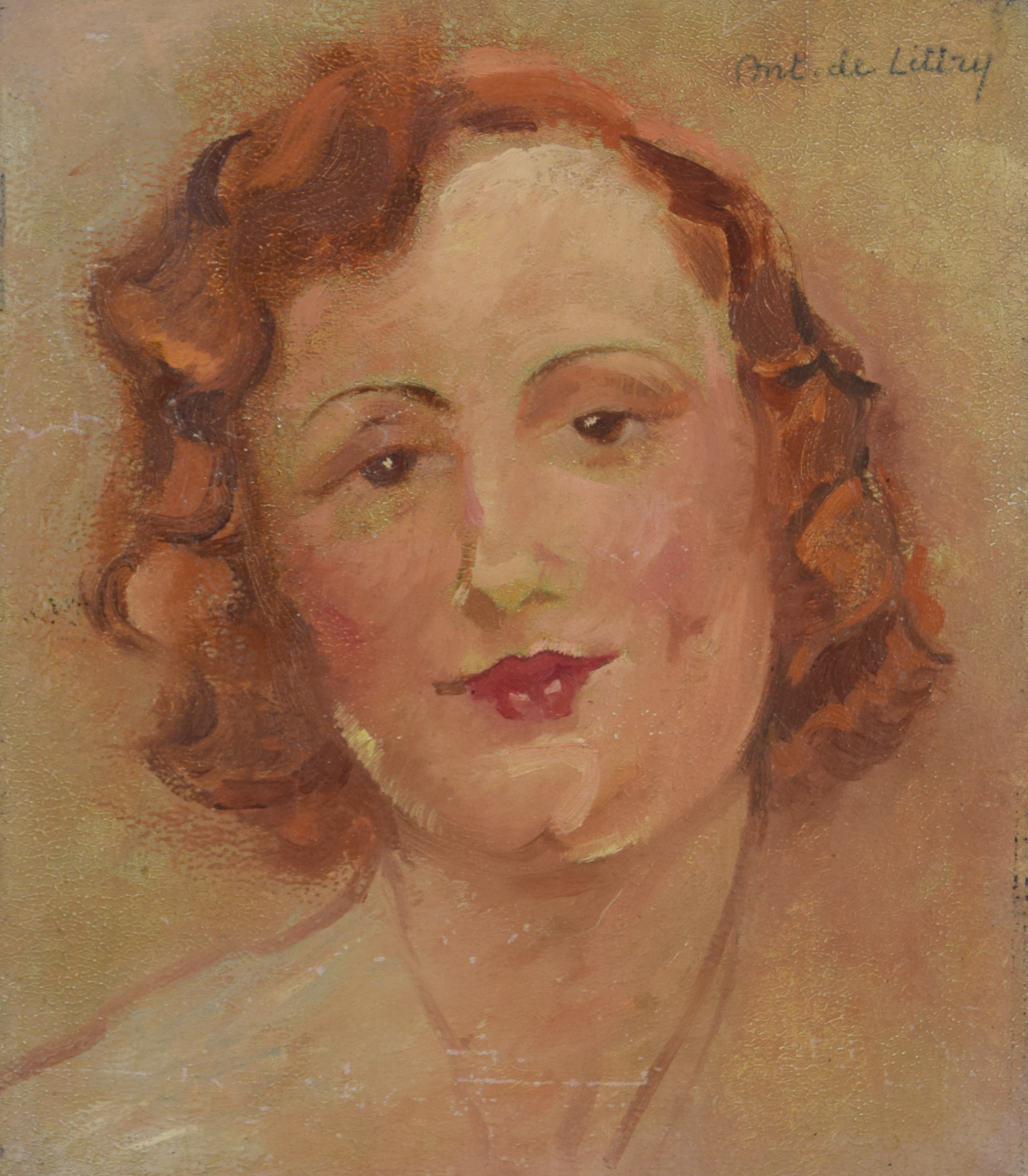 tableau De Littry autoportrait  De Littry Antoinette autoportrait,personnage,portrait  huile toile 1ère moitié 20e siècle