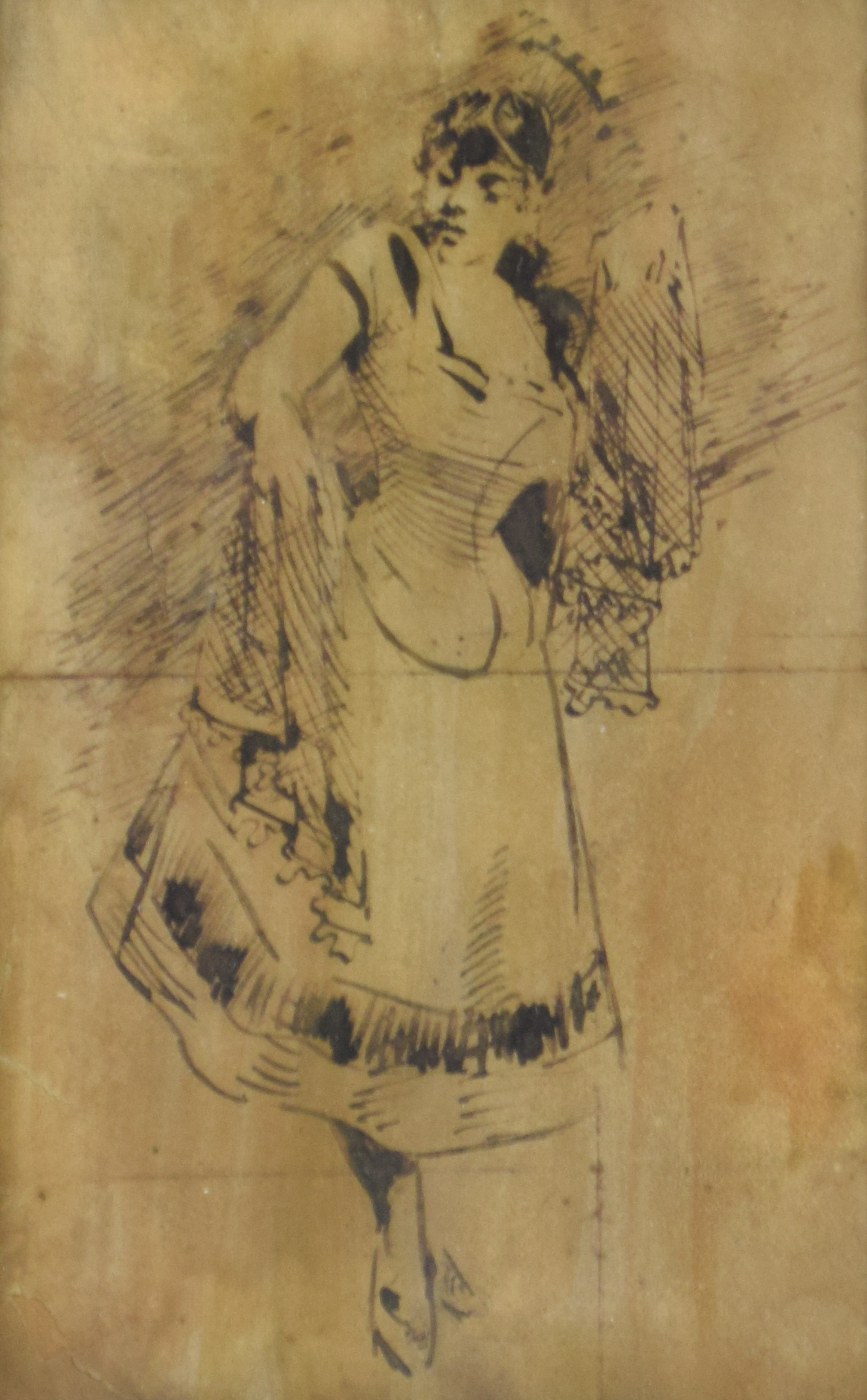 tableau Danseuse (croquis) Rassenfosse Armand personnage  encre papier 1ère moitié 20e siècle