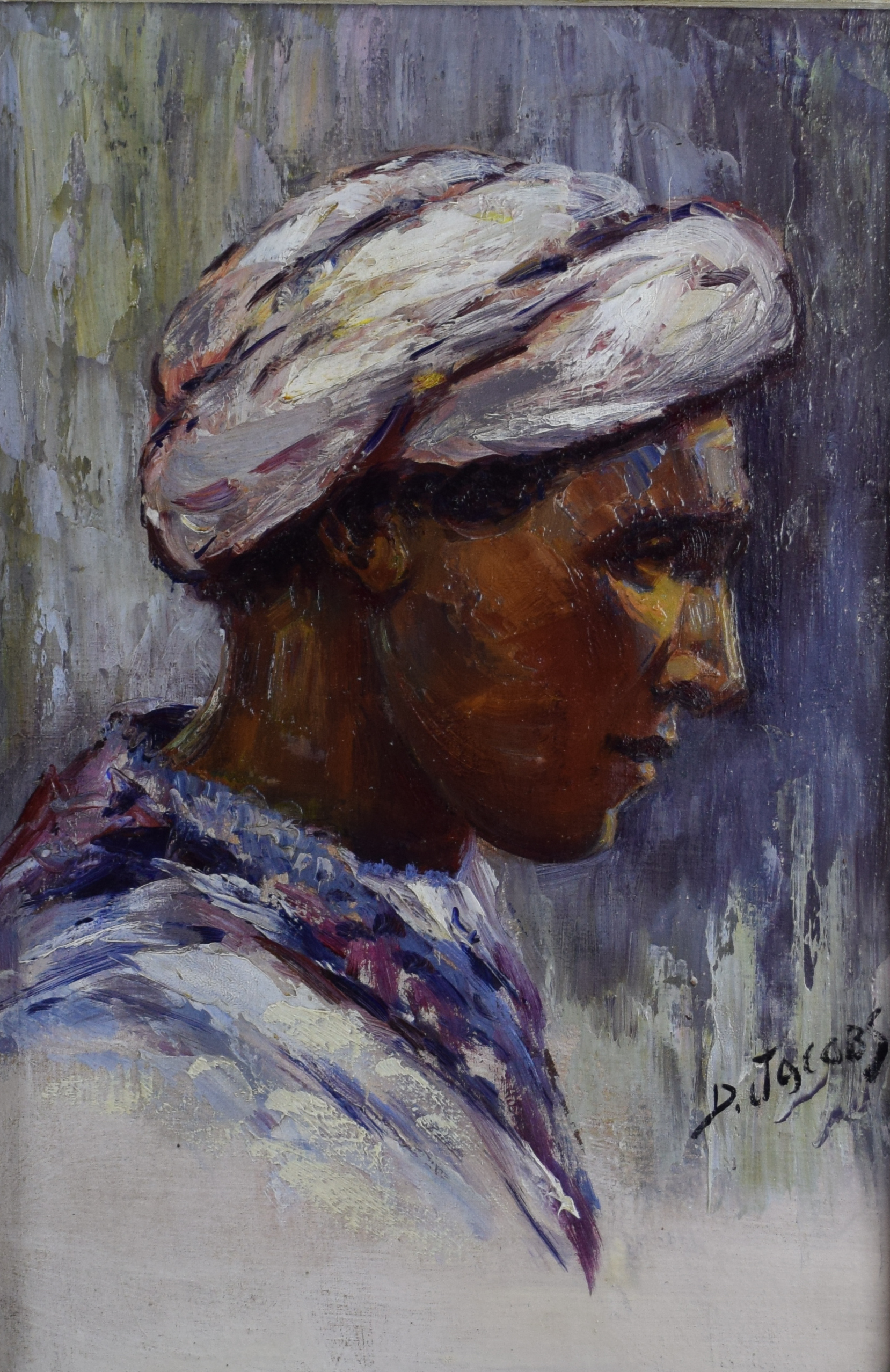 tableau Le jeune orientaliste Jacobs Dieudonné orientaliste,personnage  huile panneau 1ère moitié 20e siècle
