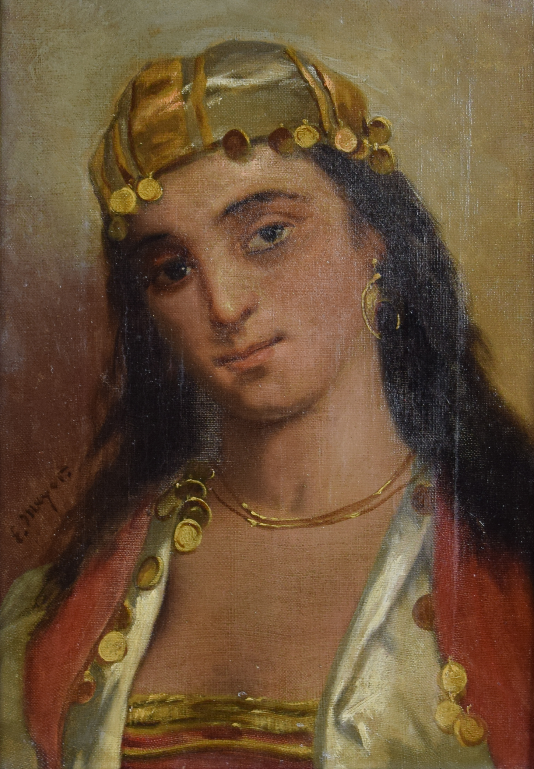 tableau L'orientaliste  Meyer  Emile portrait  huile toile 19e siècle