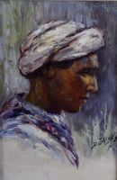 tableau Le jeune orientaliste Jacobs Dieudonn orientaliste,personnage  huile panneau 1re moiti 20e sicle