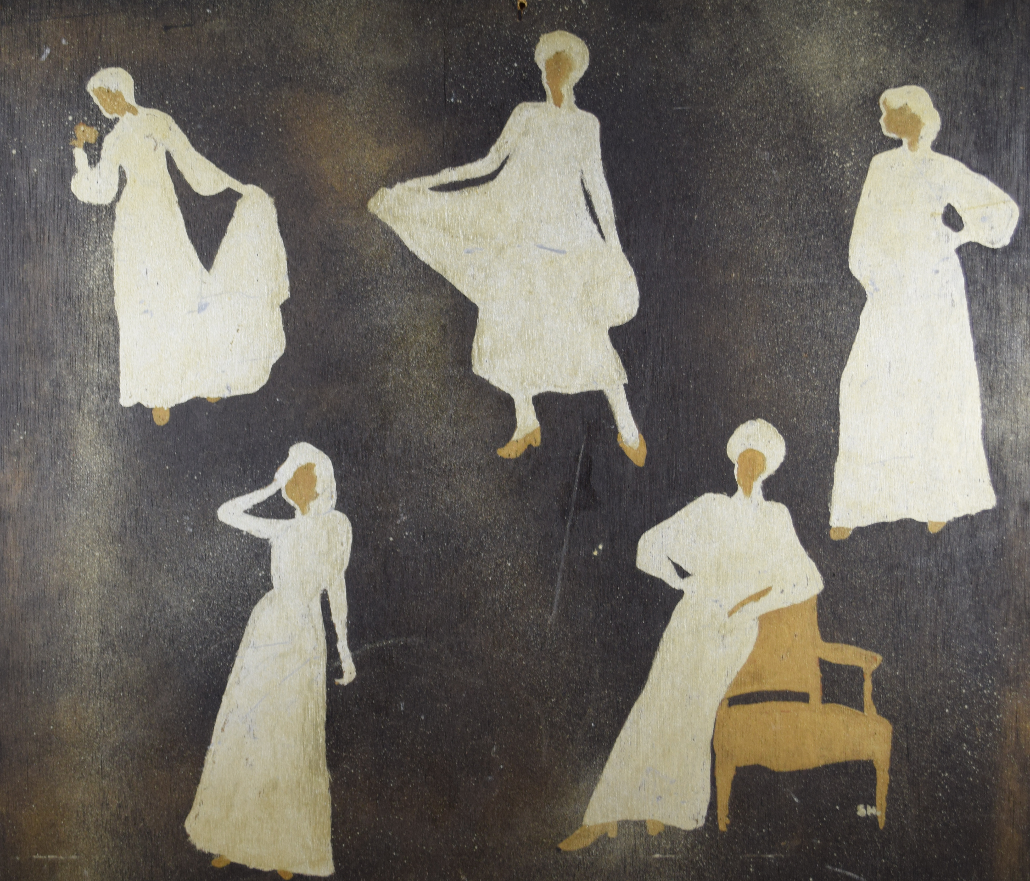 tableau Postures de femmes Helholc Serge personnage  mixte panneau 1ère moitié 20e siècle