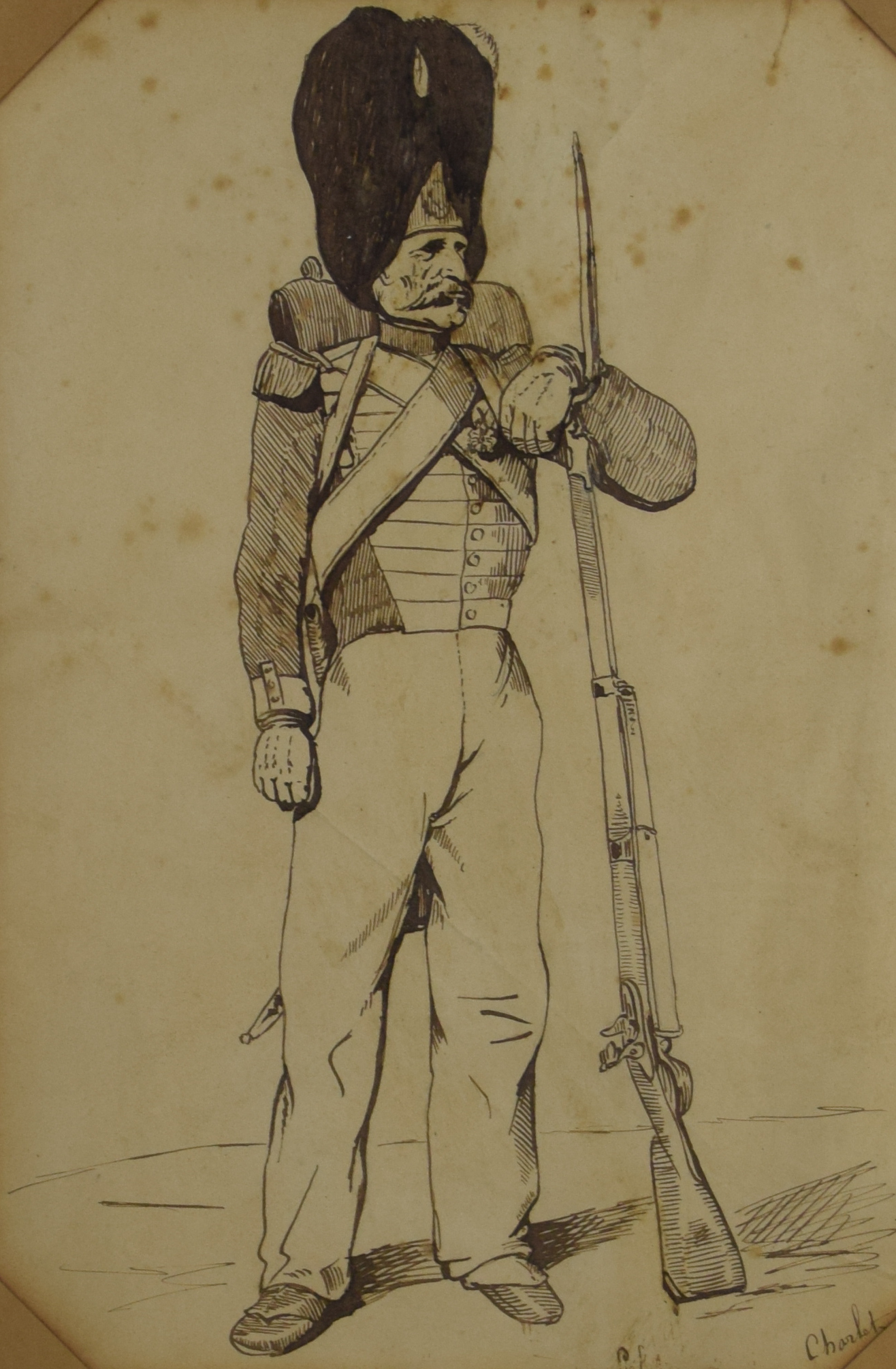 tableau Régiment des grenadiers de la garde Charlet Nicolas-Toussaint militaire  lavis papier 19e siècle