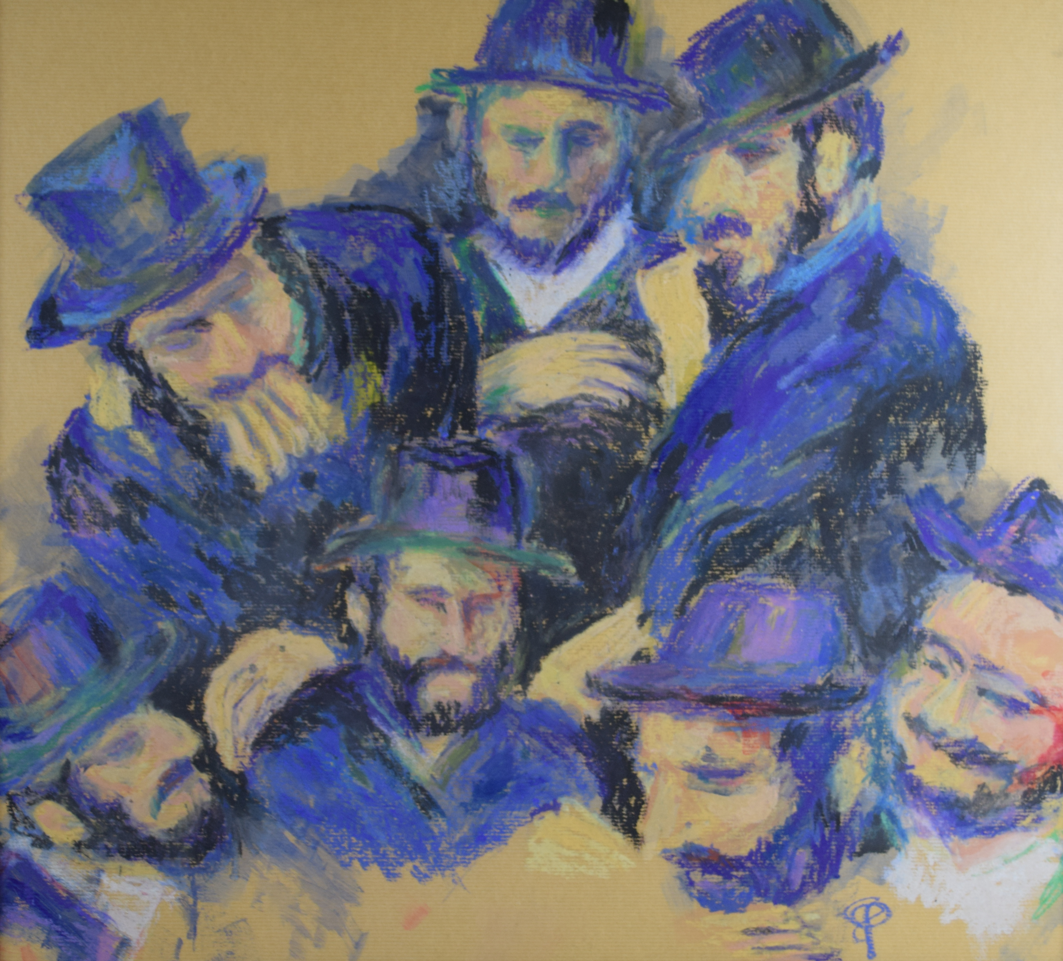 tableau Culture hébraïque    personnage  pastel papier 2ième moitié 20e siècle
