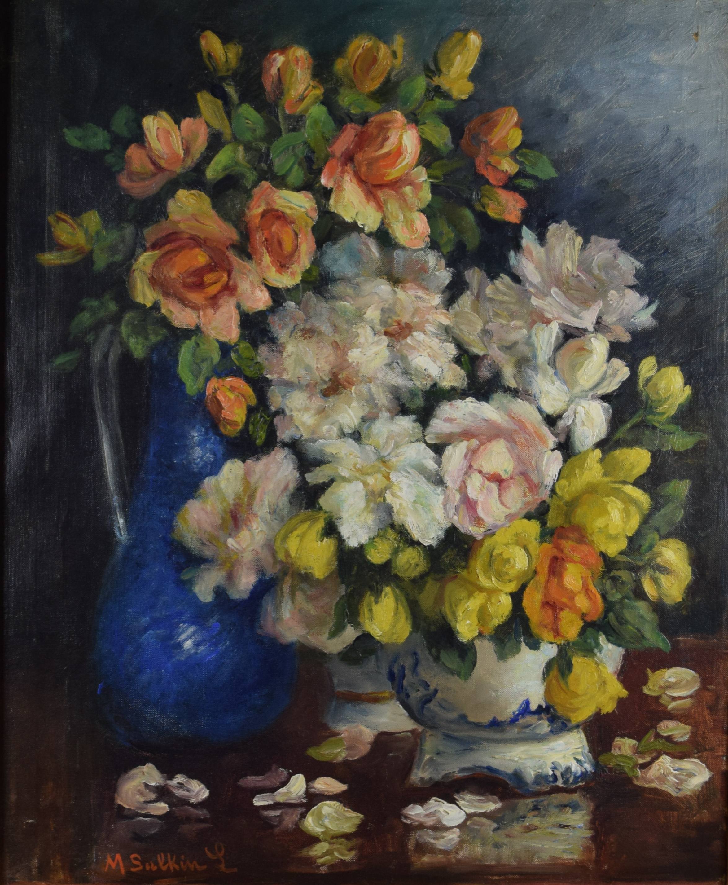 tableau Le bouquet Salkin - Lambiotte Maria fleurs,nature morte  huile toile 1ère moitié 20e siècle