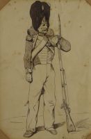 tableau Rgiment des grenadiers de la garde Charlet Nicolas-Toussaint militaire  lavis papier 19e sicle