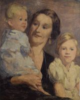 tableau Reine Astrid, Prince Baudouin, Princesse Josphine Cluysenaar Andr personnage,portrait  huile panneau 1re moiti 20e sicle