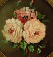 tableau Les roses (2) Caty  fleurs,nature morte  huile unalite 2ième moitié 20e siècle