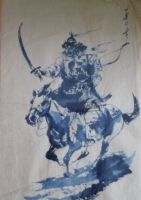 tableau Le cavalier en armure     animaux,militaire,personnage  encre papier 1re moiti 20e sicle