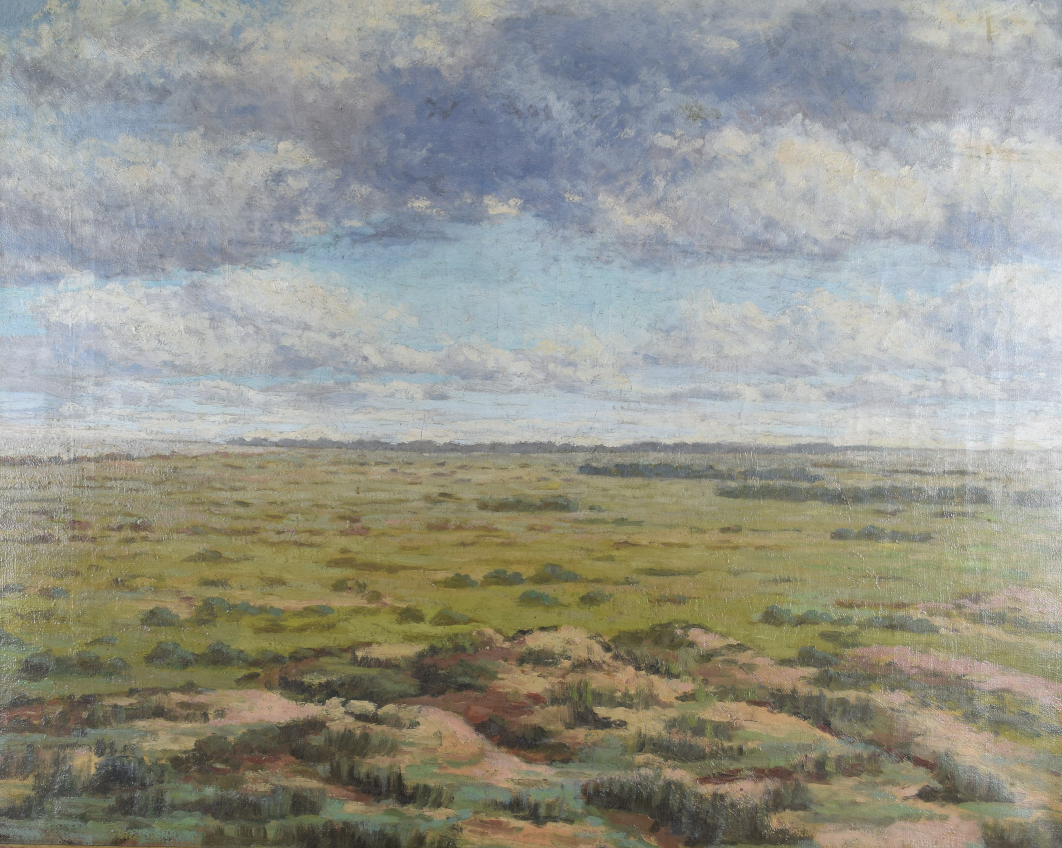 tableau Les polders   marine,paysage  huile toile 1ère moitié 20e siècle