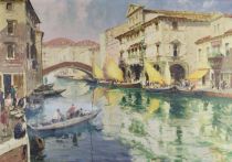 tableau Canal  Venise Pagan Luigi marine,ville  huile toile 2ime moiti 20e sicle