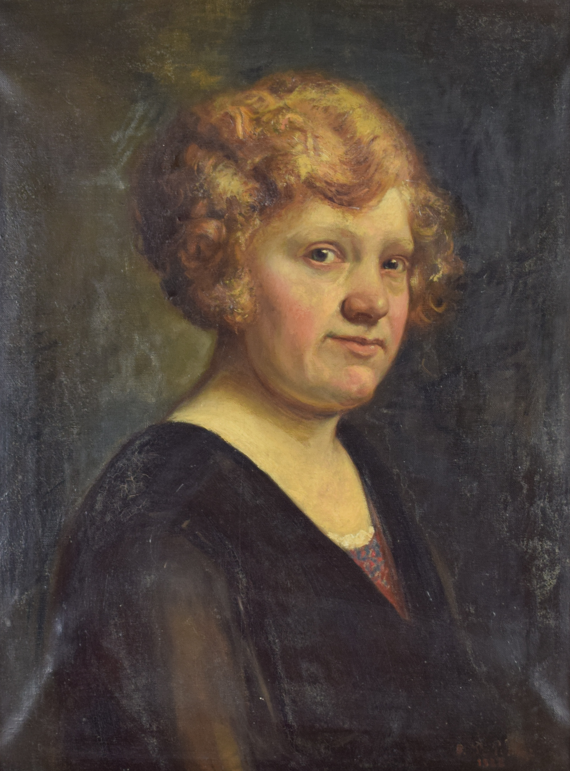 tableau Tante Agathe  De Pooter Bernard portrait  huile toile 19e siècle