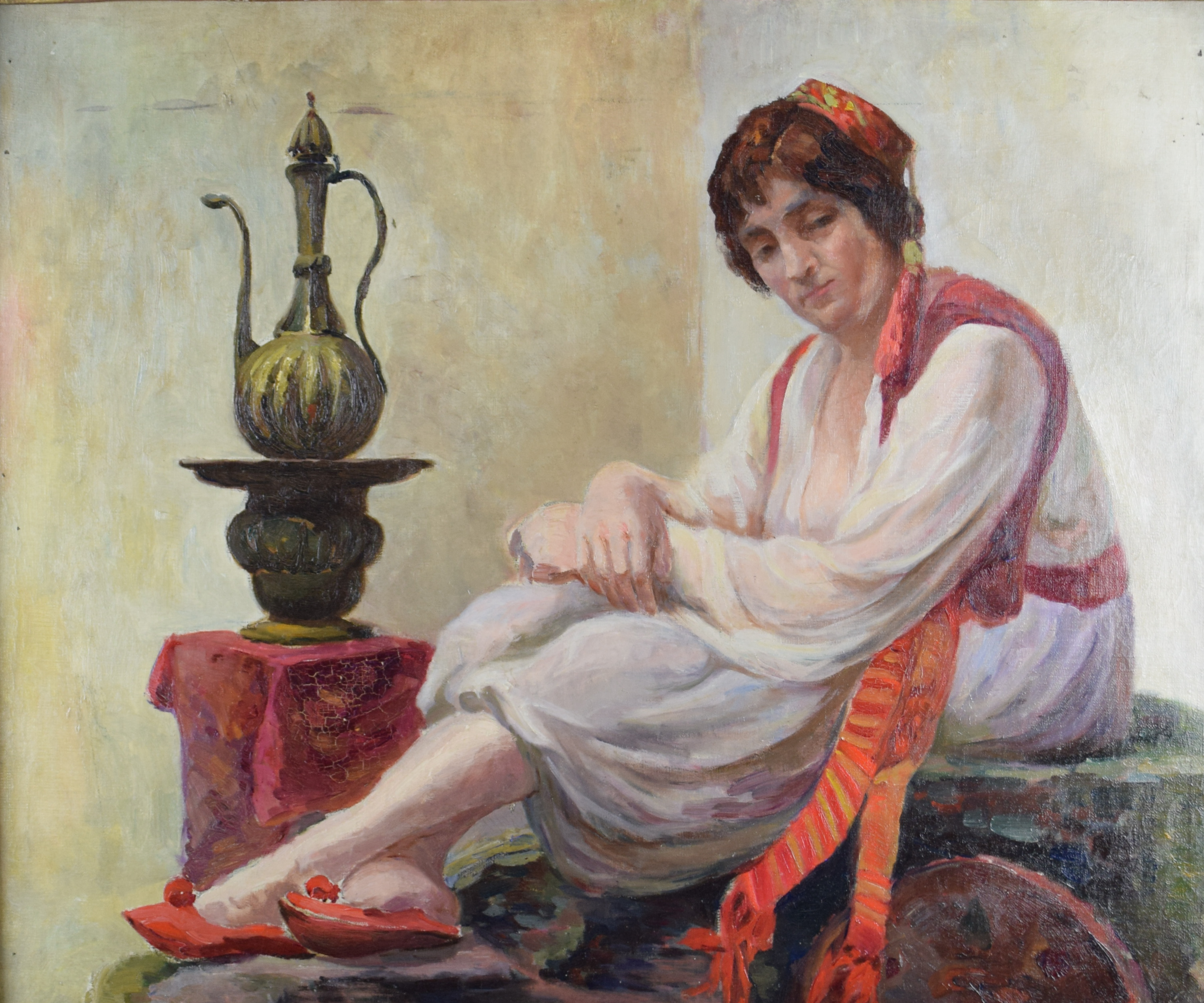 tableau L’orientaliste    orientaliste,personnage  huile toile 1ère moitié 20e siècle