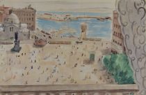 tableau Place du gouvernement Alger Figueras Alfred orientaliste,personnage,ville  aquarelle papier 1re moiti 20e sicle
