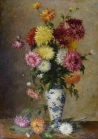 tableau Le vase de fleures Cauchois Eugène Henri fleurs,nature morte  huile toile 19e siècle