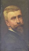 tableau Portrait du peintre George Van Den Bos Delvin Jean Joseph portrait  huile toile 19e siècle