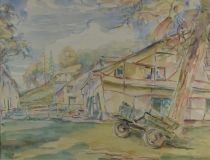tableau Journée à la ferme Hastir Marcel paysage  aquarelle papier 2ième moitié 20e siècle
