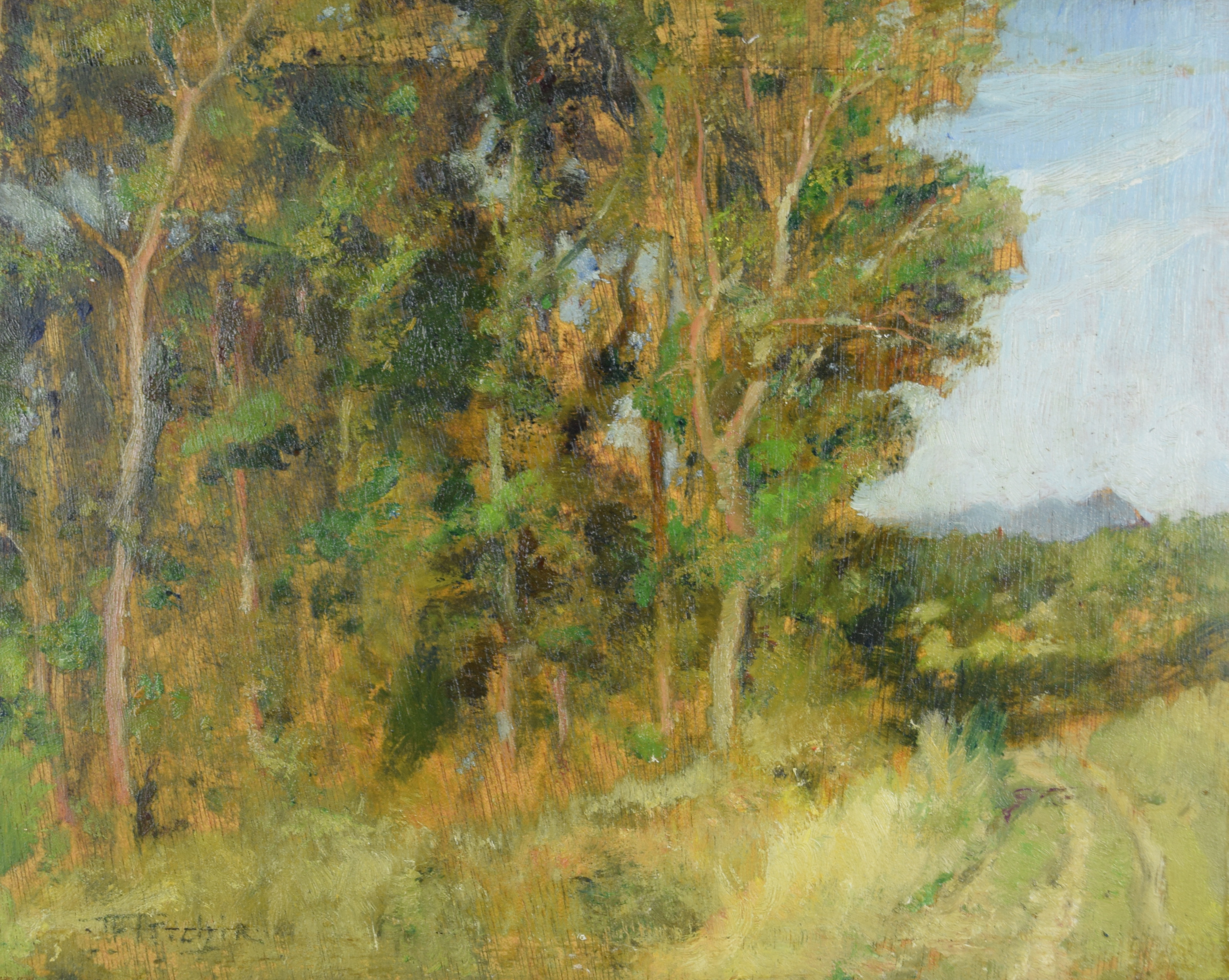 tableau Le sentier Richir Herman (Hammer) paysage  huile panneau 1ère moitié 20e siècle