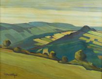 tableau Les neufponts/Lesse (Famenne) Delaite Charles paysage  huile toile 2ième moitié 20e siècle