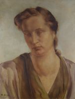 tableau Pensive Dubois  portrait  huile toile 1ère moitié 20e siècle