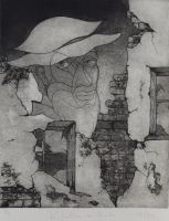 tableau Le fantôme des Marolles  Vital (Van Craenenbroeck) Thérèse  personnage  estampe papier 2ième moitié 20e siècle