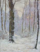 tableau Paysage en neigé     paysage  huile toile 1ère moitié 20e siècle