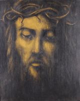 tableau Le christ  Wasterlain Georges portrait,religieux  huile panneau 1ère moitié 20e siècle