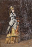 tableau L'élégante Mascart Gustave  personnage  huile toile 19e siècle